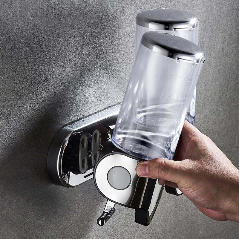 Muilo dozatorius be smūgių Vonios prie sienos montuojamas rankų dezinfekavimo priemonės laikiklis Šampūnas dušo skysčių dozatorius vonios kambario priedai