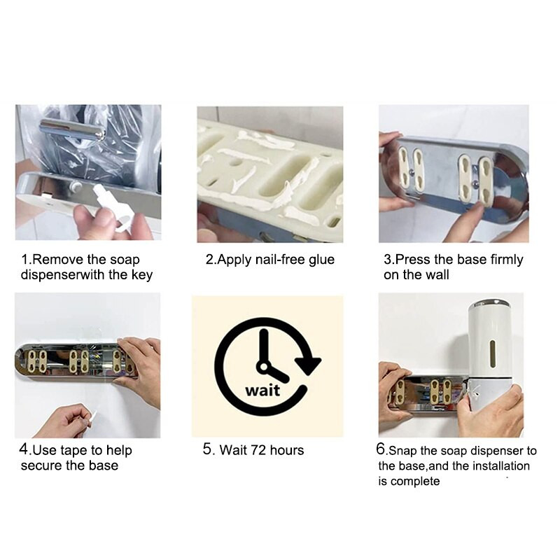 Muilo dozatorius be smūgių Vonios prie sienos montuojamas rankų dezinfekavimo priemonės laikiklis Šampūnas dušo skysčių dozatorius vonios kambario priedai