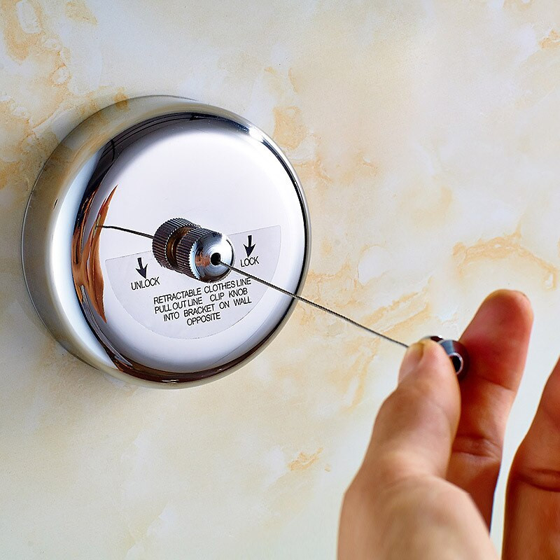 Sieninis nerūdijančio plieno ištraukiama drabužių linija namuose Vidaus lauko skalbinių kabykla Drabužių vonios kambario džiovinimo lentynos virvė