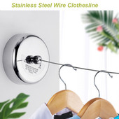 Sârmă de sârmă de 2,8 m Sârmă de rufe durabilă, telescopică, din oțel inoxidabil, fără perforare