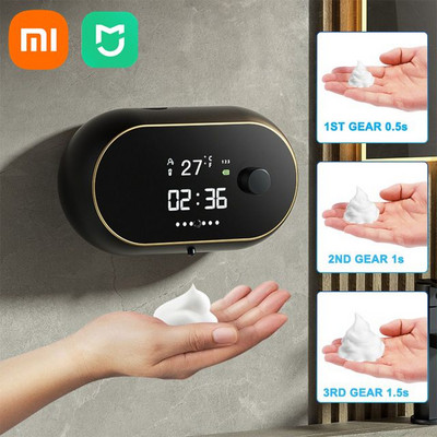 „Xiaomi 450ML“ automatinis skysto putplasčio muilo dozatorius prie sienos tvirtinamas bekontakčiu jutiklio putų aparato USB įkrovimo laiko temperatūros ekranas