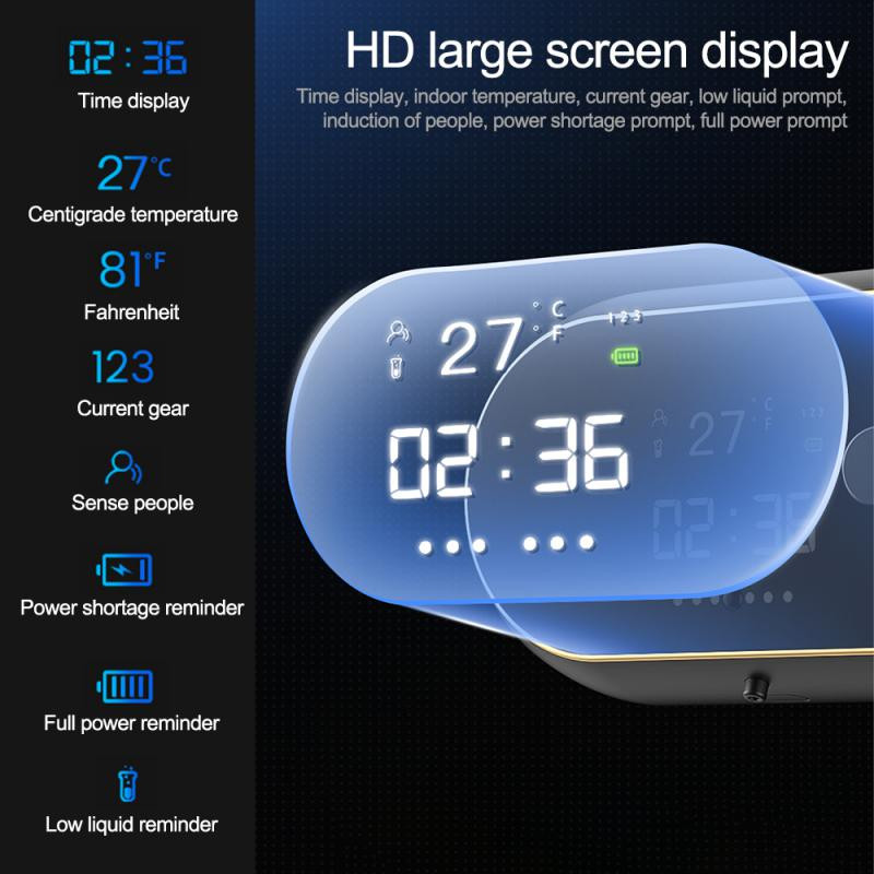 Xiaomi 450ML automatikus folyékony habszappan adagoló falra szerelhető érintésmentes érzékelő hab gép USB töltési idő hőmérséklet kijelző