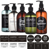 3 buc/set sticle dozator de sapun Șampon de baie Balsam de duș Sticle reîncărcabile cu etichete 500ML/10.58zo