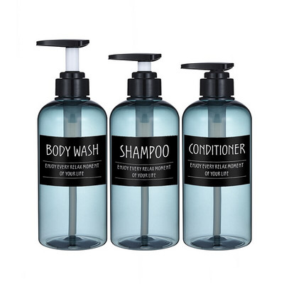3 buc/set sticle dozator de sapun Șampon de baie Balsam de duș Sticle reîncărcabile cu etichete 500ML/10.58zo