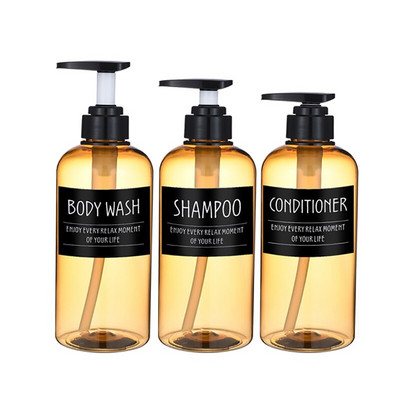 3 buc/set sticle dozator de sapun Șampon de baie Balsam de duș Sticle reîncărcabile cu etichete 500ML/10.58zo