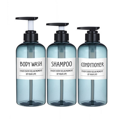 3 buc/set sticle dozator de sapun Șampon de baie Balsam de duș Sticle reîncărcabile cu etichete 500ML/10.58zo