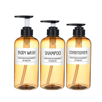3 buc/set sticle dozator de sapun Șampon de baie Balsam de duș Sticle reîncărcabile cu etichete 500ML/10.58zo