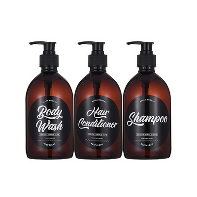 3 buc/set sticle dozator de sapun Șampon de baie Balsam de duș Sticle reîncărcabile cu etichete 500ML/10.58zo