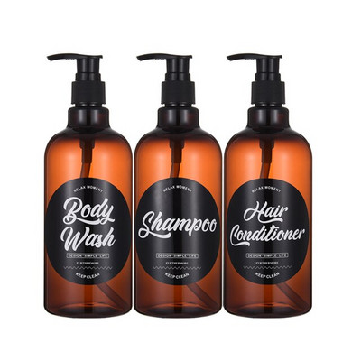 3 buc/set sticle dozator de sapun Șampon de baie Balsam de duș Sticle reîncărcabile cu etichete 500ML/10.58zo