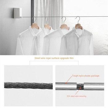 Ανασυρόμενη τρύπα Δωρεάν αόρατη γραμμή ρούχων Εσωτερική γραμμή ρούχων Μπαλκόνι από ανοξείδωτο ατσάλι Σειρά ρούχων από συρματόσχοινο