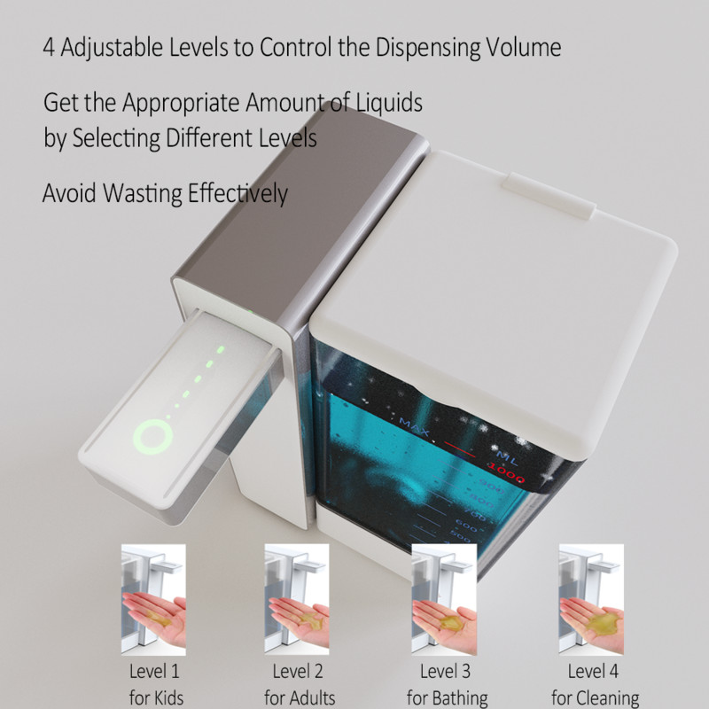 PUPWONG metalni dozator za dezinfekciju ruku 1000 ml automatski dozator tekućeg sapuna bez dodira za kuhinju i kupaonicu