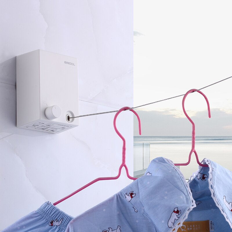 4M behúzható ruhakötél Falra szerelhető ütésmentes kültéri beltéri ruhamosás vállfák szárító mosodai erkély, láthatatlan állvány