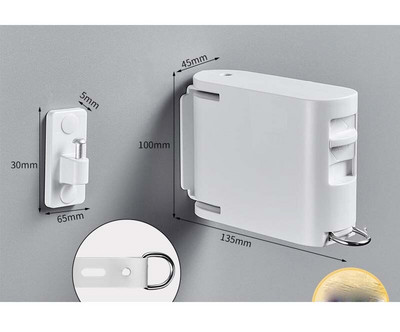 Vidinė nematoma drabužių linija su kabyklos skyle Ištraukiama drabužių virvė, džiovinimo lentyna, balkonas, drabužių linija be gręžimo ZC274