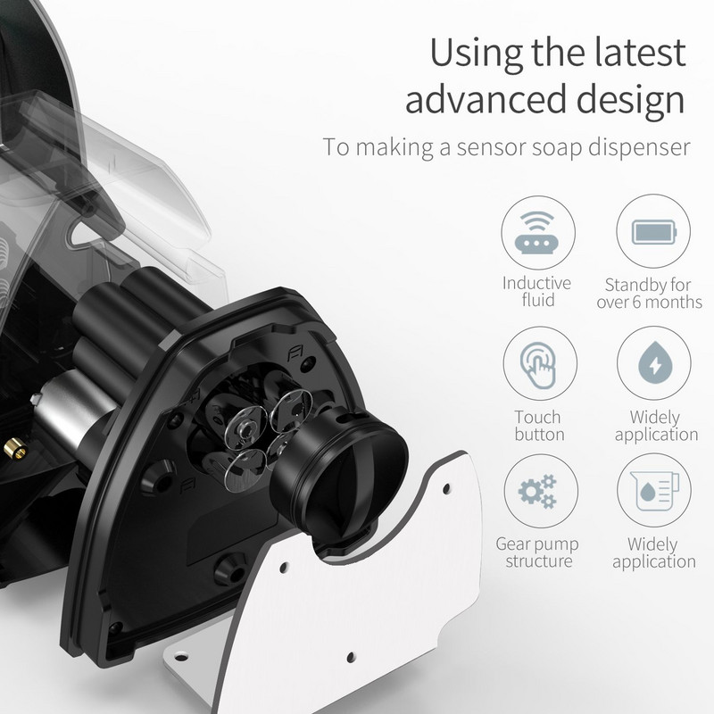 PUPWONG kézfertőtlenítő adagoló automata szappan, érintésmentes érzékelő, falra szerelhető gél infravörös adagoló konyhai fürdőszobába