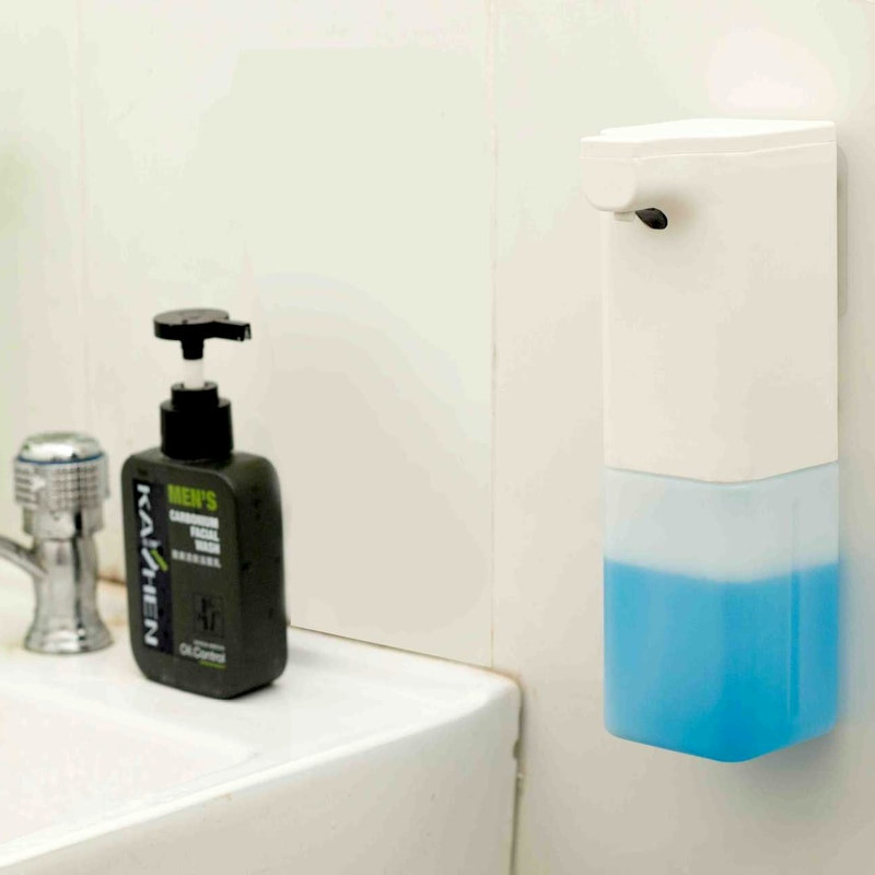 Automatinis muilo dozatorius 400ml putplasčio sieninis USB įkraunamas skysto muilo buteliuko dozatorius vonios kambario reikmenims virtuvei