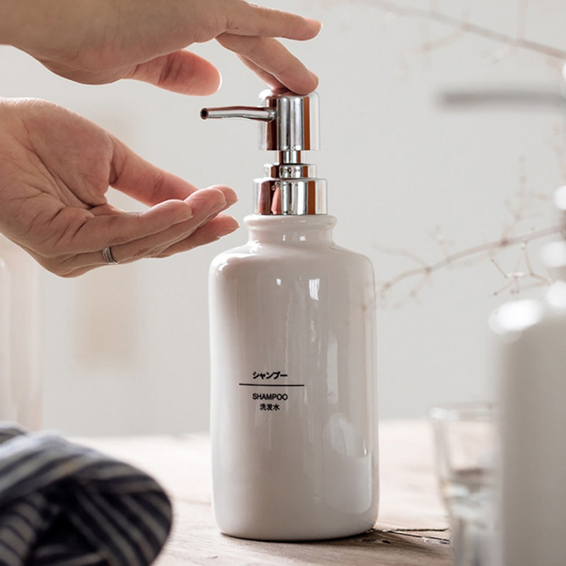 Balto muilo dozatoriaus buteliuko keramikos šampūno dušo želė rankų dezinfekavimo buteliukas vonios kambario virtuvei