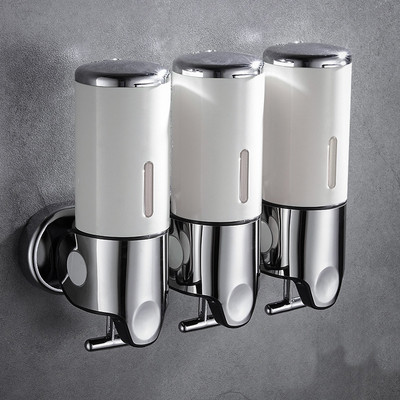 Prabangus 1500 ml muilo dozatorius prie sienos, 3 galvutės ABS galvanizuoto šampūno dozatoriaus Punch pasirinkimas vonios kambario priedams