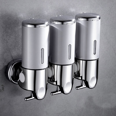 Luxus 1500 ml-es falra szerelhető szappanadagoló 3 fejes ABS galvanizált sampon adagoló lyukasztó kiválasztása fürdőszobai kiegészítőkhöz