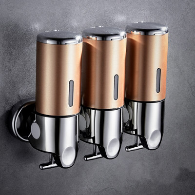 Luxus 1500 ml-es falra szerelhető szappanadagoló 3 fejes ABS galvanizált sampon adagoló lyukasztó kiválasztása fürdőszobai kiegészítőkhöz