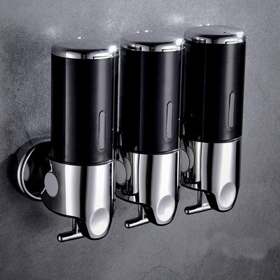 Luxus 1500 ml-es falra szerelhető szappanadagoló 3 fejes ABS galvanizált sampon adagoló lyukasztó kiválasztása fürdőszobai kiegészítőkhöz
