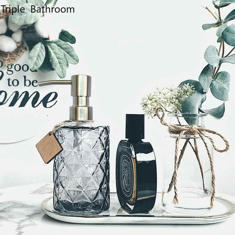 Lengvo prabangaus stiklo virtuvės muilo dozatorius šampūnas dušo želė dozavimo buteliukas Rankų dezinfekavimo priemonės laikiklis vonios kambario priedai