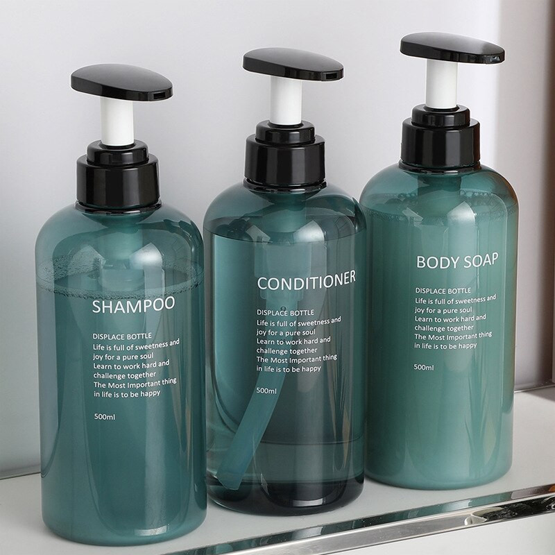 3 db-os készlet 500 ml-es hordozható szappanadagoló üres pumpás flakon újratölthető lotion sampon testápoló tartály otthoni szállodához