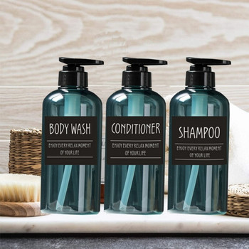 3 ΤΕΜ. Modern Soap Dispenser Bottle Set Empty Refillable Lotion Press Shampoo Body Wish Conditioner Bottles For Home Hotel 500ML