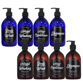 4db pumpás flakon adagoló 16.9oz/500ml Üres műanyag újratölthető lotion szappan sampon adagoló tartály fürdőszobához