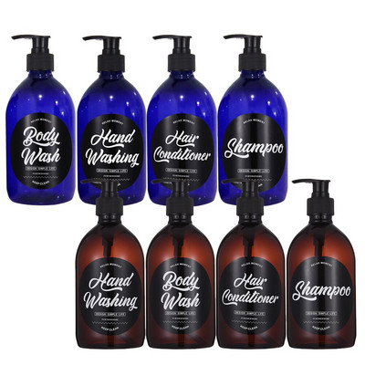 4db pumpás flakon adagoló 16.9oz/500ml Üres műanyag újratölthető lotion szappan sampon adagoló tartály fürdőszobához