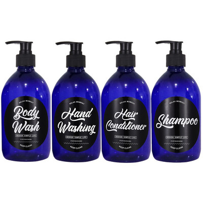 4db pumpás flakon adagoló 16.9oz/500ml Üres műanyag újratölthető lotion szappan sampon adagoló tartály fürdőszobához