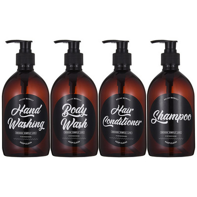 4db pumpás flakon adagoló 16.9oz/500ml Üres műanyag újratölthető lotion szappan sampon adagoló tartály fürdőszobához