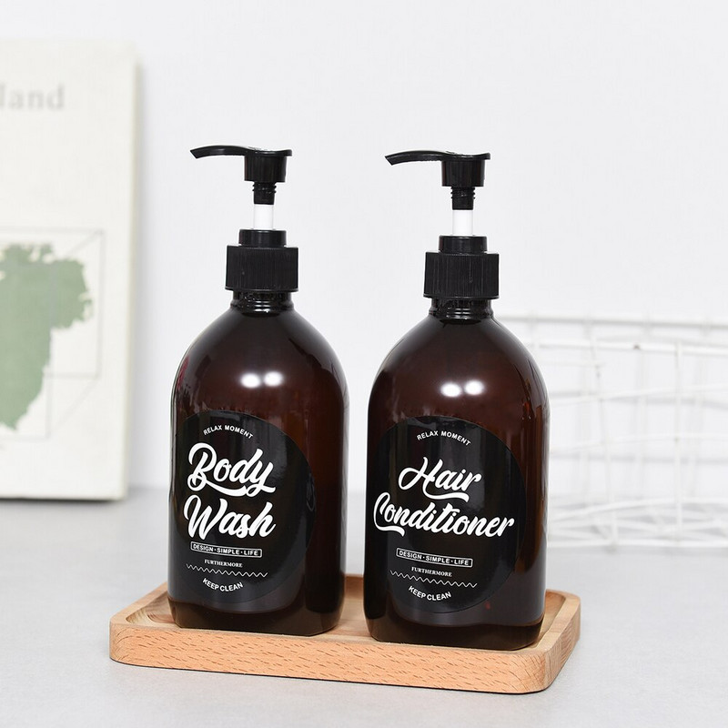 4db pumpás flakon adagoló 16.9oz/500ml Üres műanyag újratölthető lotion szappan sampon adagoló tartály fürdőszobához