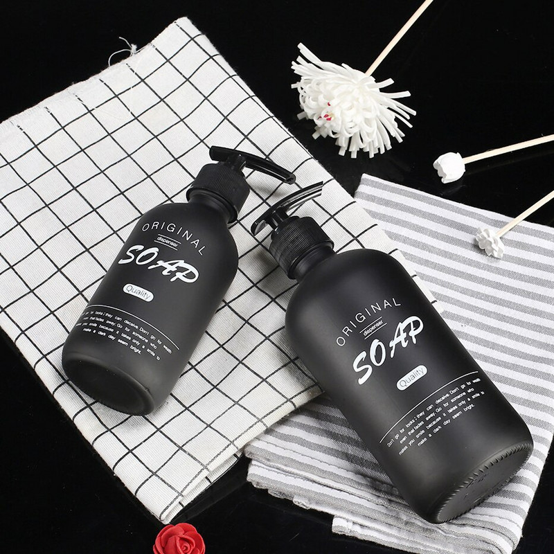 Fekete üveg szappanadagoló flakon Fürdőszoba Folyékony Lotion Tároló tégely Fürdőszoba újratölthető sampon balzsam flakonok tartály