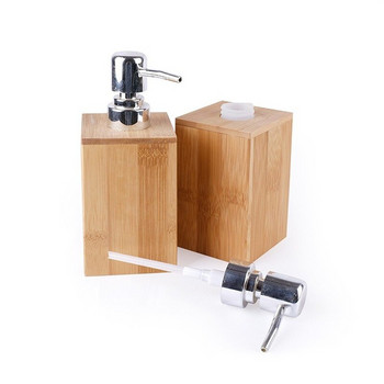 Горещи продавани естествени бамбукови креативни продукти за баня Комплекти Бамбуков дозатор за течен сапун Дезинфектант Бутилки