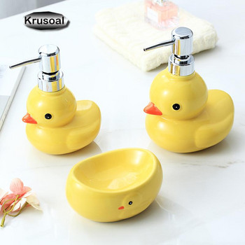 Cartoon Ceramic Liquid Soap Dispensers Cute Yellow Duck Lotion Μπουκάλι Απολυμαντικό Αφρόλουτρο Σαμπουάν Μπουκάλι Αξεσουάρ μπάνιου