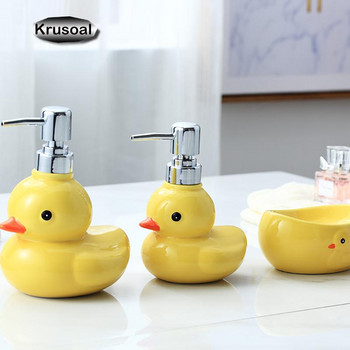 Cartoon Ceramic Liquid Soap Dispensers Cute Yellow Duck Lotion Μπουκάλι Απολυμαντικό Αφρόλουτρο Σαμπουάν Μπουκάλι Αξεσουάρ μπάνιου