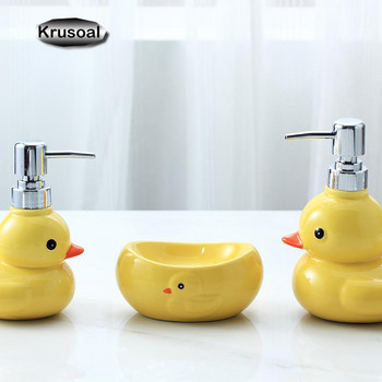 Cartoon Ceramic Liquid Soap Dispensers Cute Yellow Duck Lotion Μπουκάλι Απολυμαντικό Αφρόλουτρο Σαμπουάν Μπουκάλι Αξεσουάρ μπάνιου