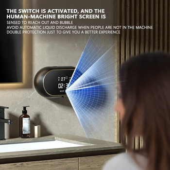 Дозатори за сапун с пяна от 450 мл Автоматичен дозатор за течен сапун Човешко тяло Индукционно измиване Ръчно водоустойчиви USB преносими дозатори за сапун