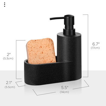 Дозатор за течен сапун с държач за гъба, дозатор за сапун за съдове Бутилка с помпа с държач за четка Подложка за почистване Съхранение и организация