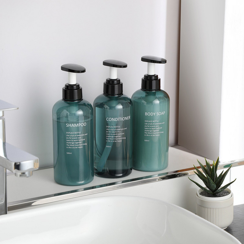 3db/szett Szappan adagoló flakon készlet Fürdőszoba sampon testszappan flakon Kézprés utántölthető lotion kézi szappanadagoló tartály