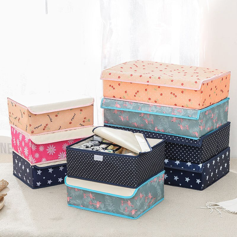 Apatinio trikotažo laikymo dėžutės stalčių laikikliai kojinėms Liemenėlės Moterys Drabužių laikymo Konteineris Spintos Organizatorius Sutaupykite vietos Dėžės su dangteliu