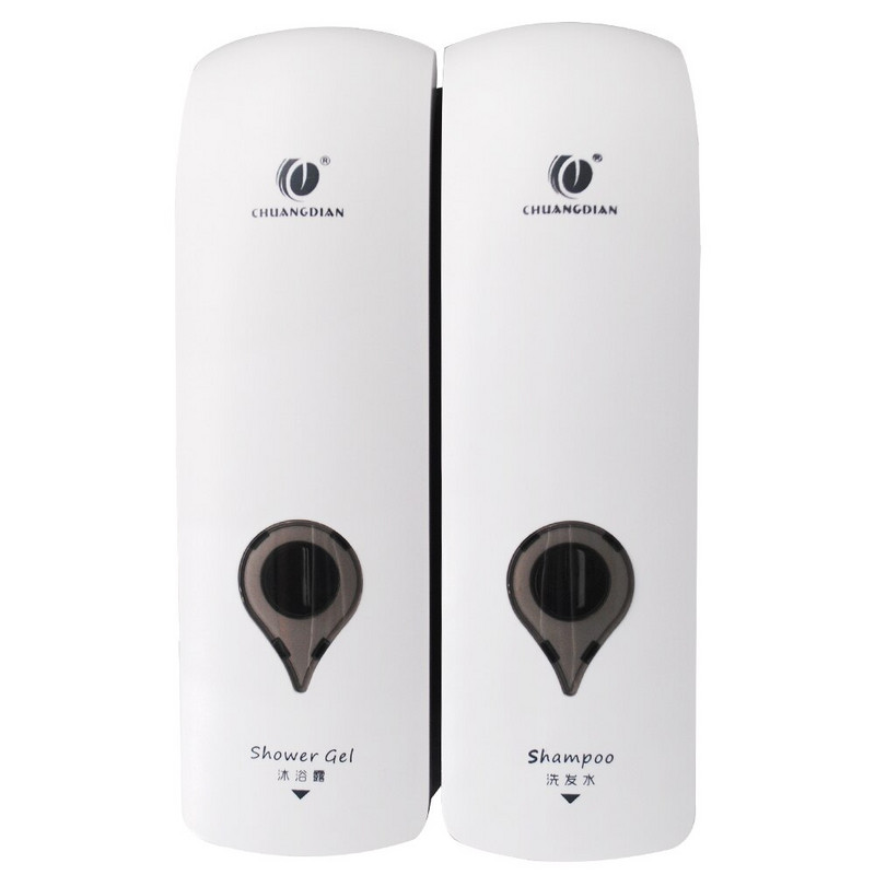 CHUANGDIAN šampūno dozatorius be gręžimo sienoje montuojamas muilo dozatorius 2 galvų vonios dušo želė skystas šampūno dozatorius 300 ml*2