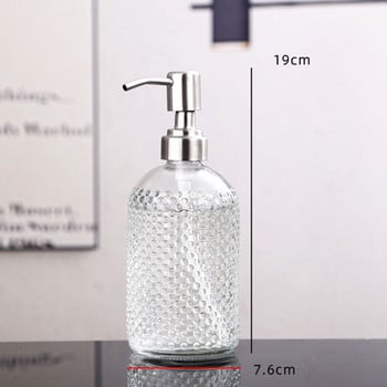 400 мл стъклен винтидж дозатор за течен сапун под налягане Аксесоар за мивка за баня Голям капацитет Неплъзгащ се бял сребрист цвят