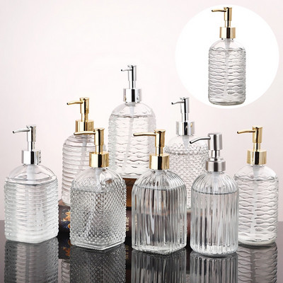 400 ml Stiklo Vintage rankinio slėgio skysto muilo dozatorius Vonios kriauklės priedas didelės talpos neslystantis baltas sidabras