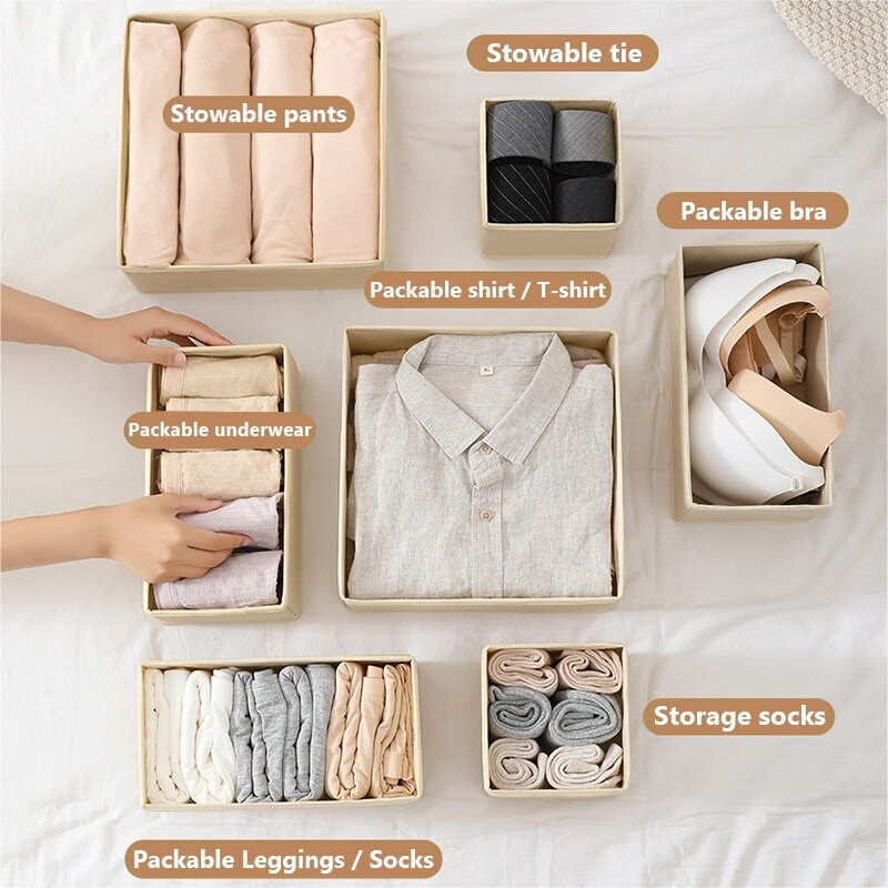 Pagrindinis sulankstomas spintos tvarkytuvas apatiniams drabužiams Audinys apatinių drabužių laikymo dėžutės kojinės liemenėlės ir kelnaitės Stalčių laikiklis stalčių dėžė