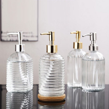 400 ml ретро стъклени дозатори за течен сапун под налягане с голям капацитет, нехлъзгащи се бутилки за съхранение Аксесоари за домашна баня