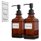 500 ml indų muilo dozatorius virtuvės kriauklei, storas gintaro spalvos stiklinis buteliukas su plienine pompa Vonios indas losjonui eteriniam aliejui