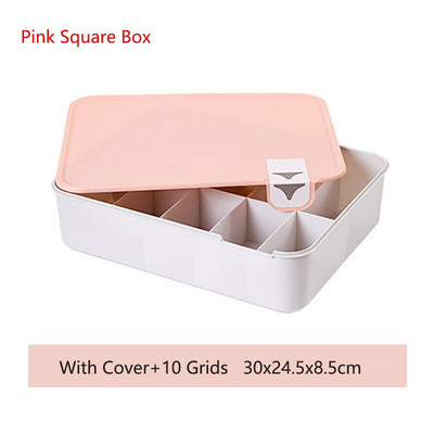 1/10/15 Решетка Пластмасова кутия за съхранение на бельо с маркировка Гардероб Органайзер Чекмедже за бельо Кутия за чорапи Органайзер за сутиени с капак