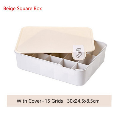 1/10/15 Решетка Пластмасова кутия за съхранение на бельо с маркировка Гардероб Органайзер Чекмедже за бельо Кутия за чорапи Органайзер за сутиени с капак