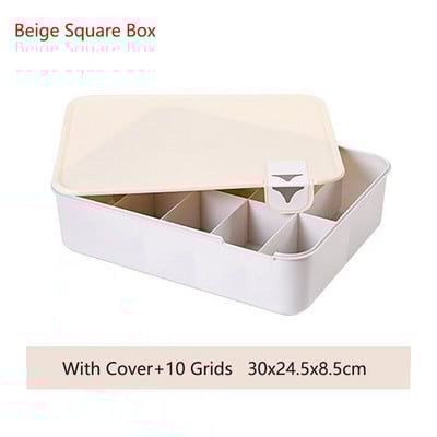 1/10/15 Решетка Пластмасова кутия за съхранение на бельо с маркировка Гардероб Органайзер Чекмедже за бельо Кутия за чорапи Органайзер за сутиени с капак